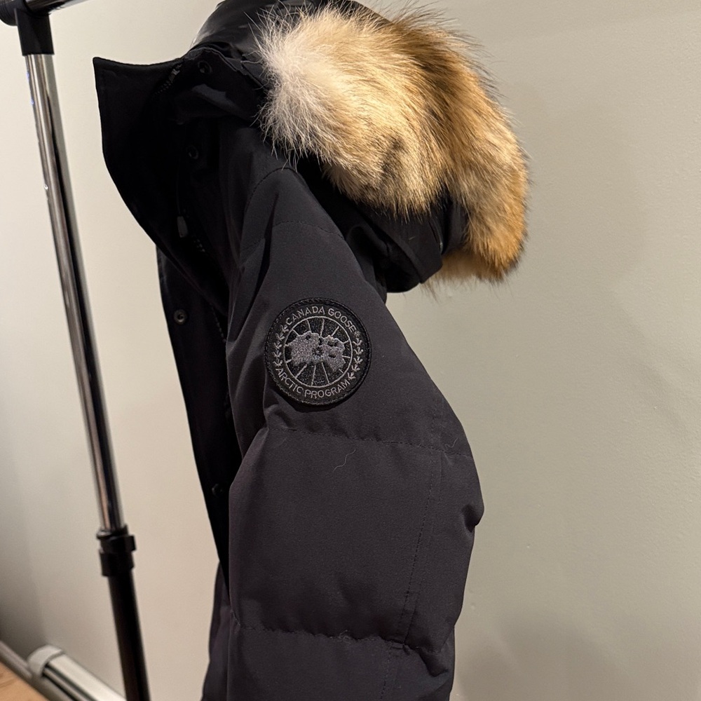 Men's Black Puffer Jacket with Fur Hood - Picture 2 of 6